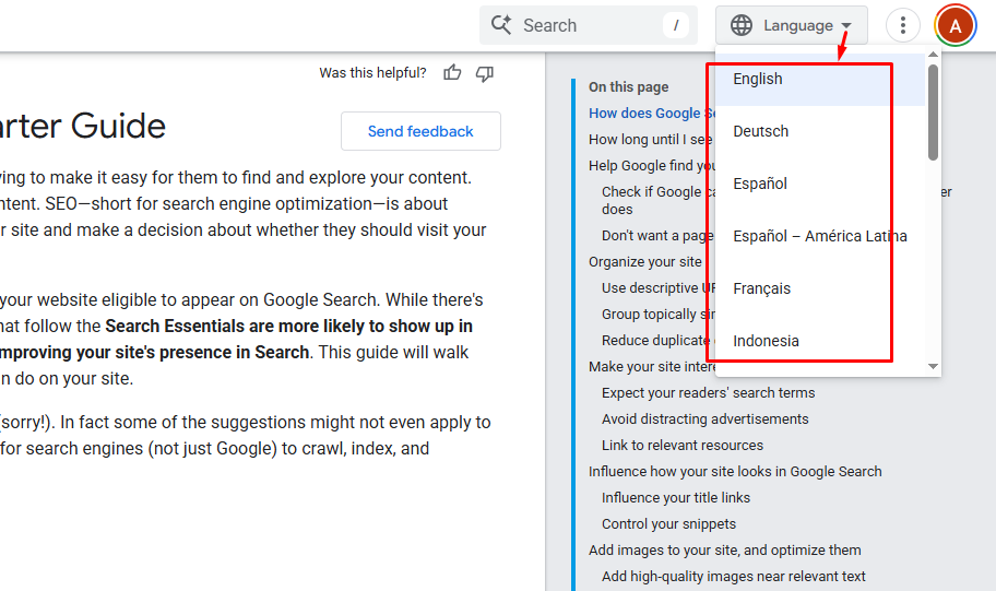 Language Change করার Option