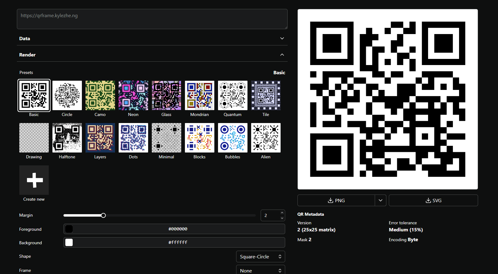 Qrframe এর Website
