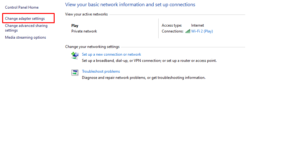 Change Adapter Settings