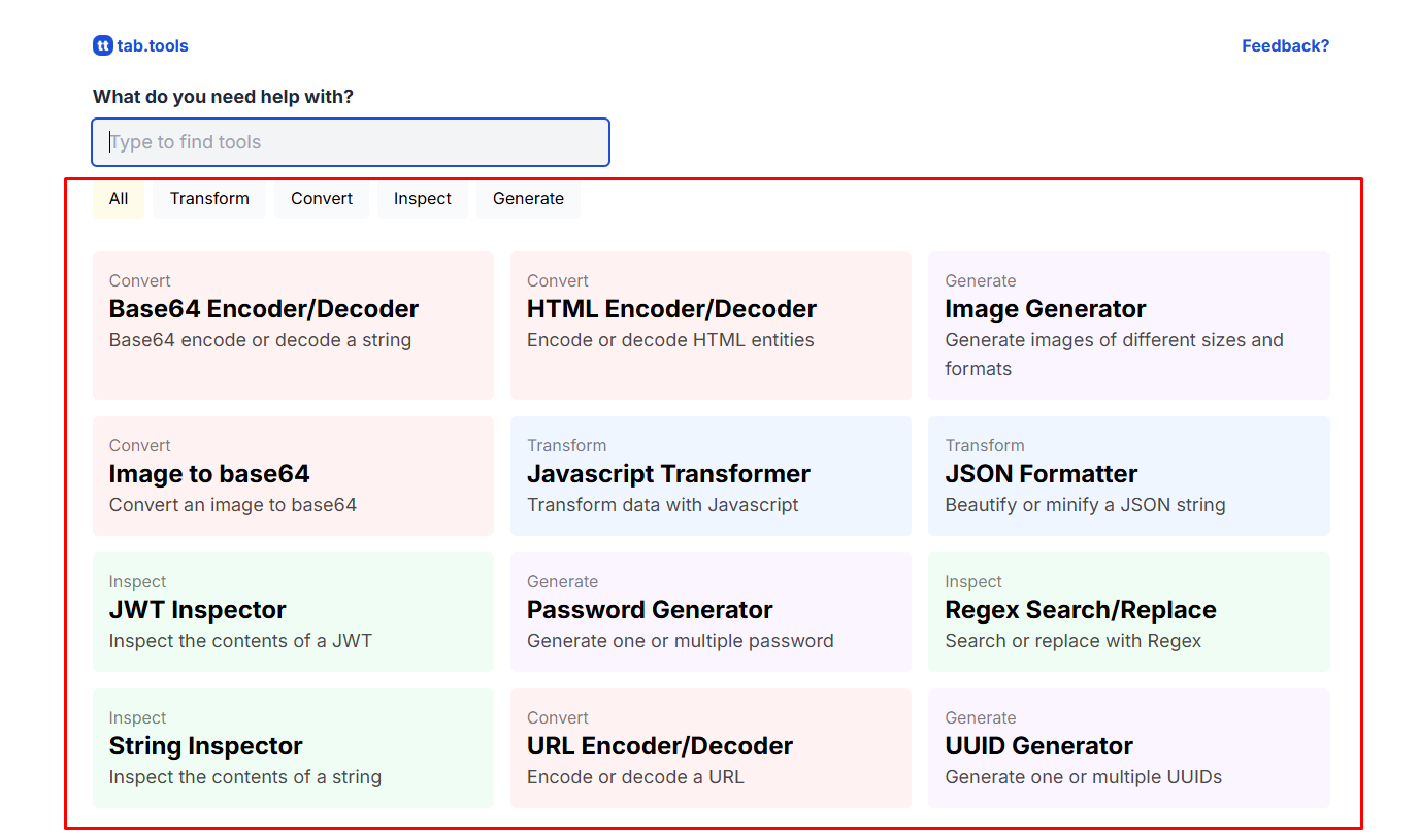 Tool এবং Function গুলোর Category