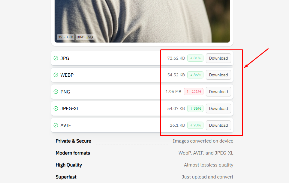 Compression Result দেখুন এবং Download