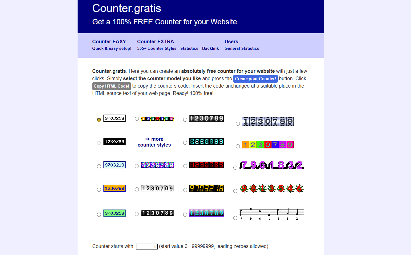 Counter.gratis Website