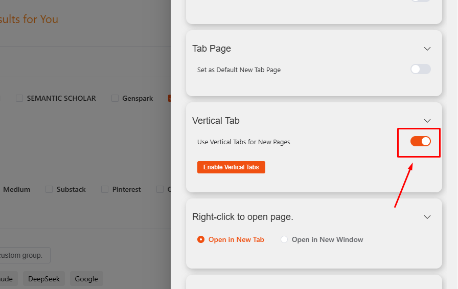 Vertical Tab Page