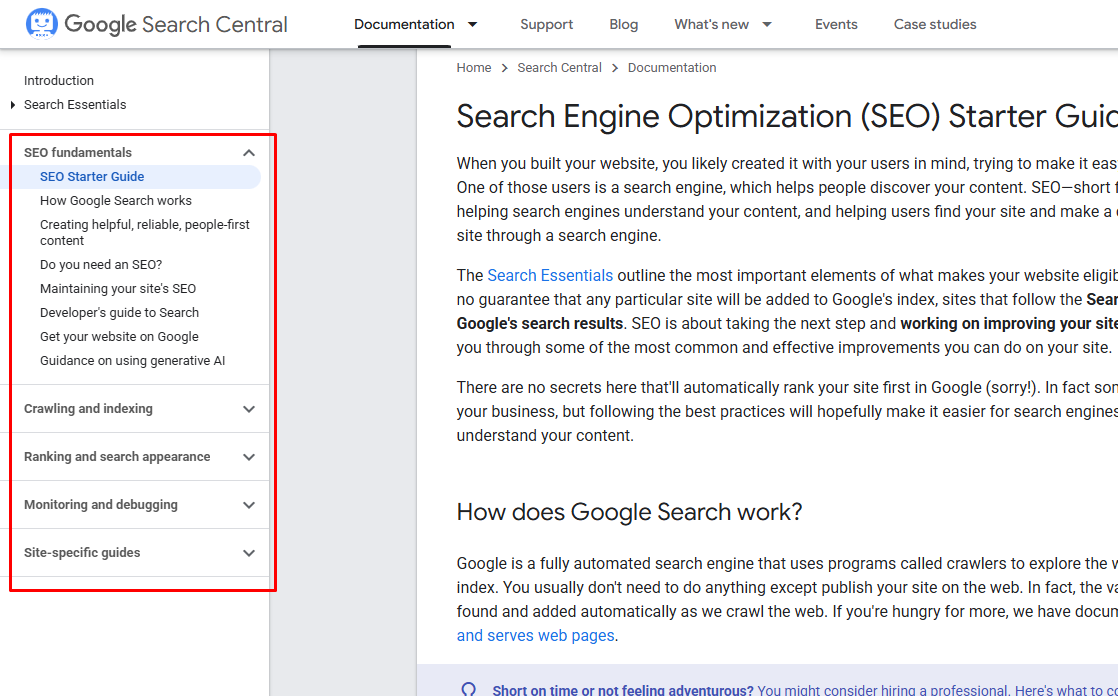 Google SEO Entry Guideline