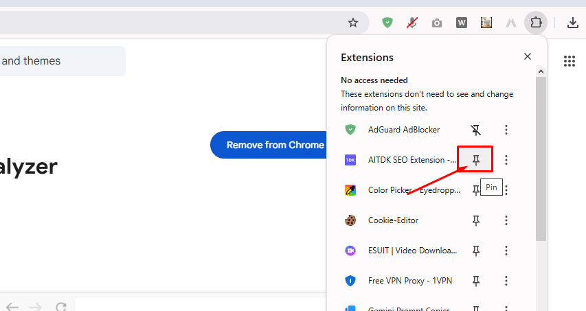 Chrome Toolbar এ Pin