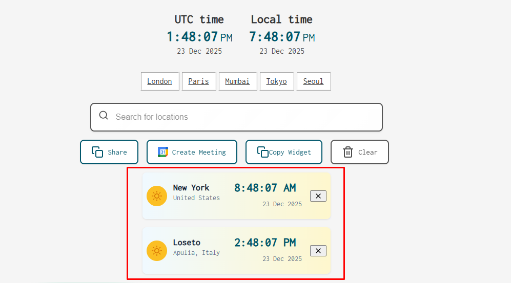 Time Zone select