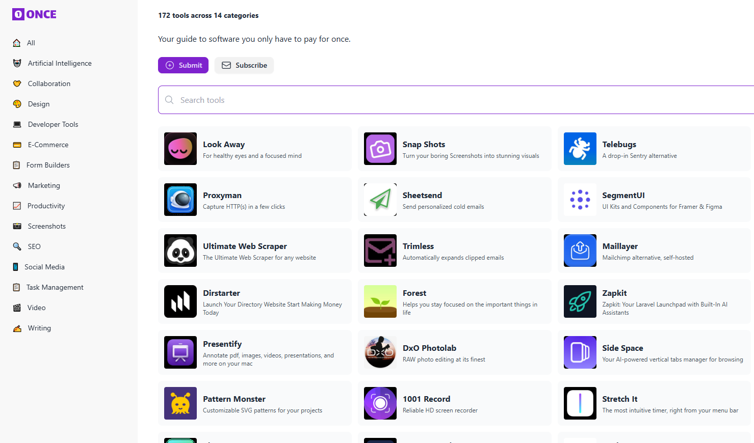 Once.tools এর Website