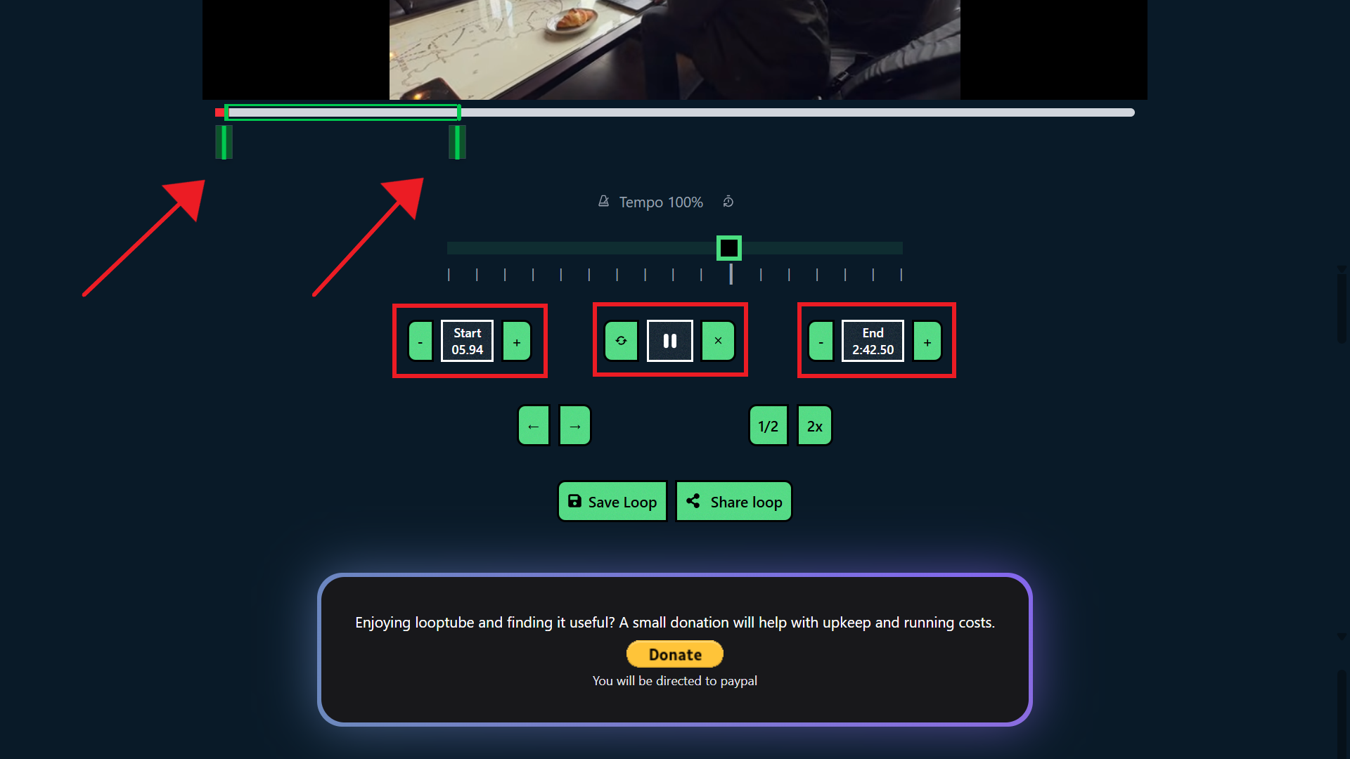 Video Play Loop Start Loop End