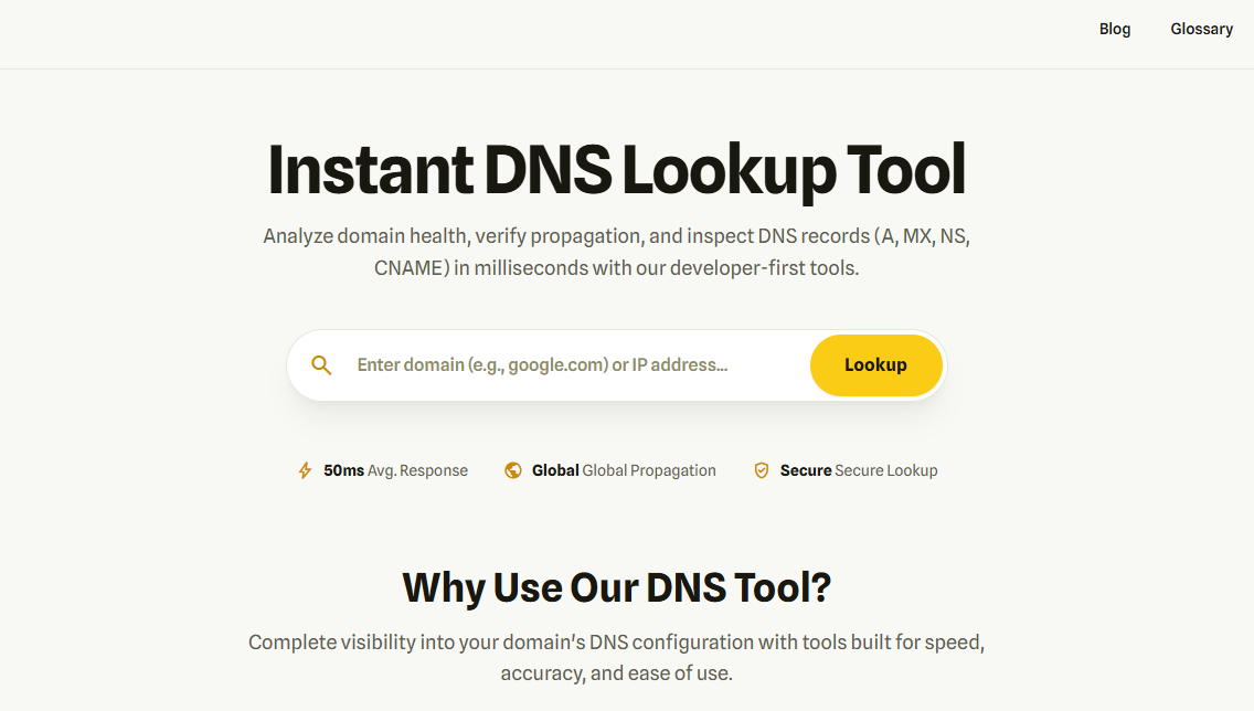 DNS.fish ওয়েবসাইটে
