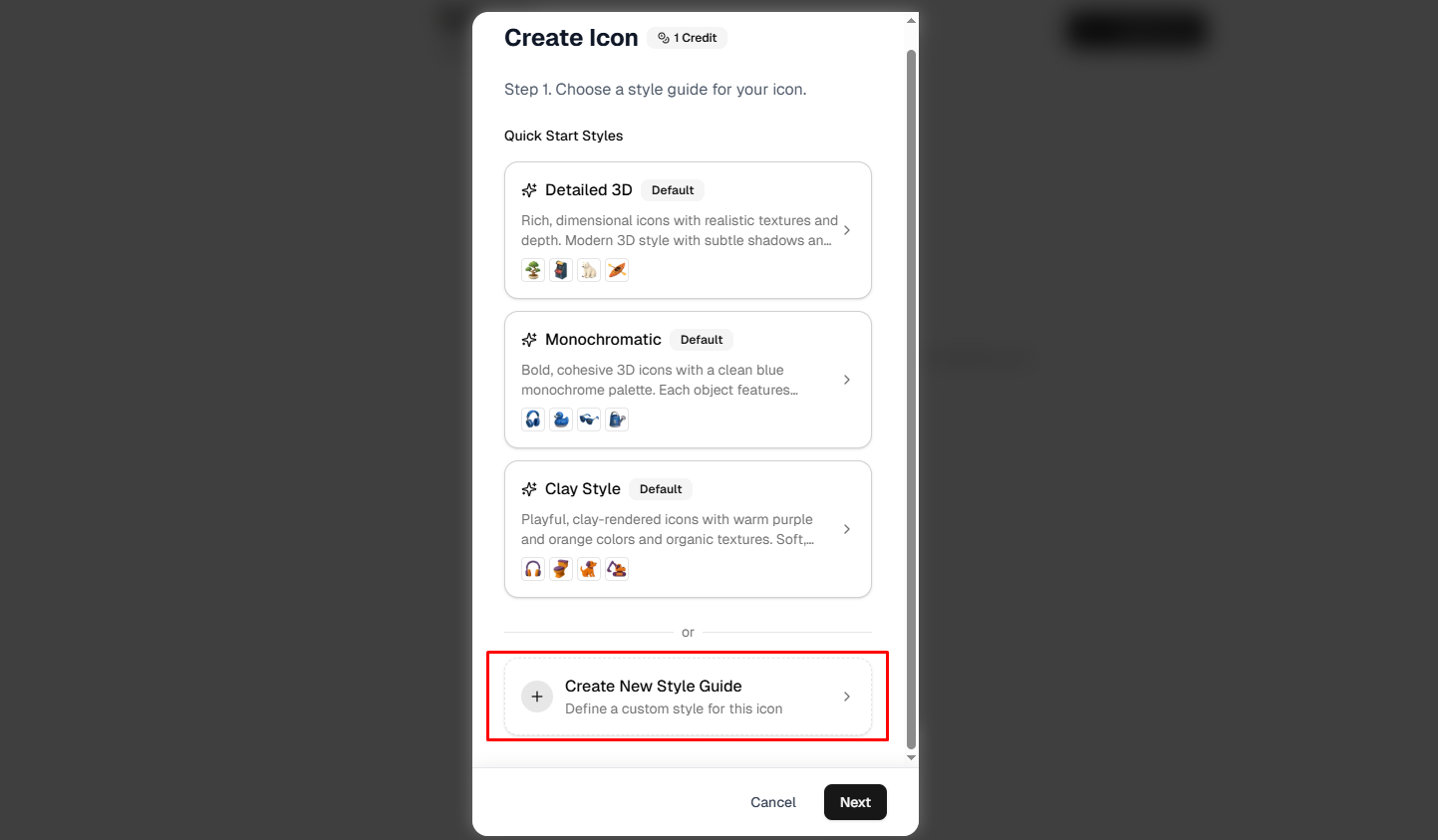 create new style icon
