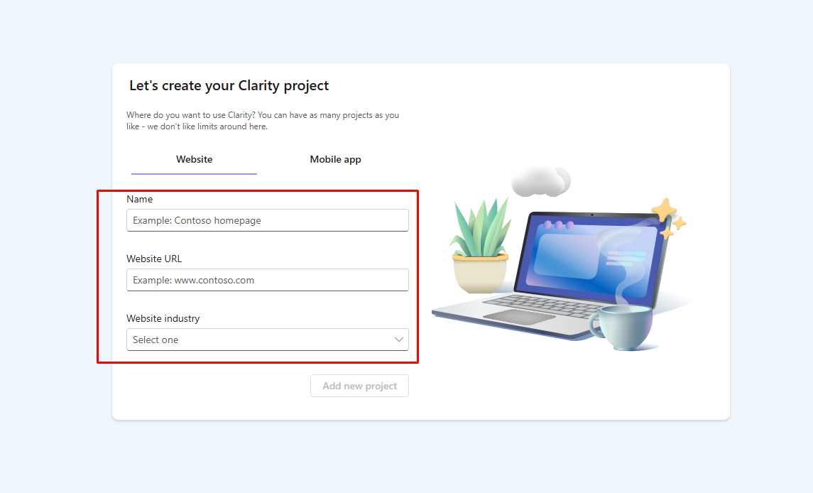 Clarity Project তৈরি করার Page