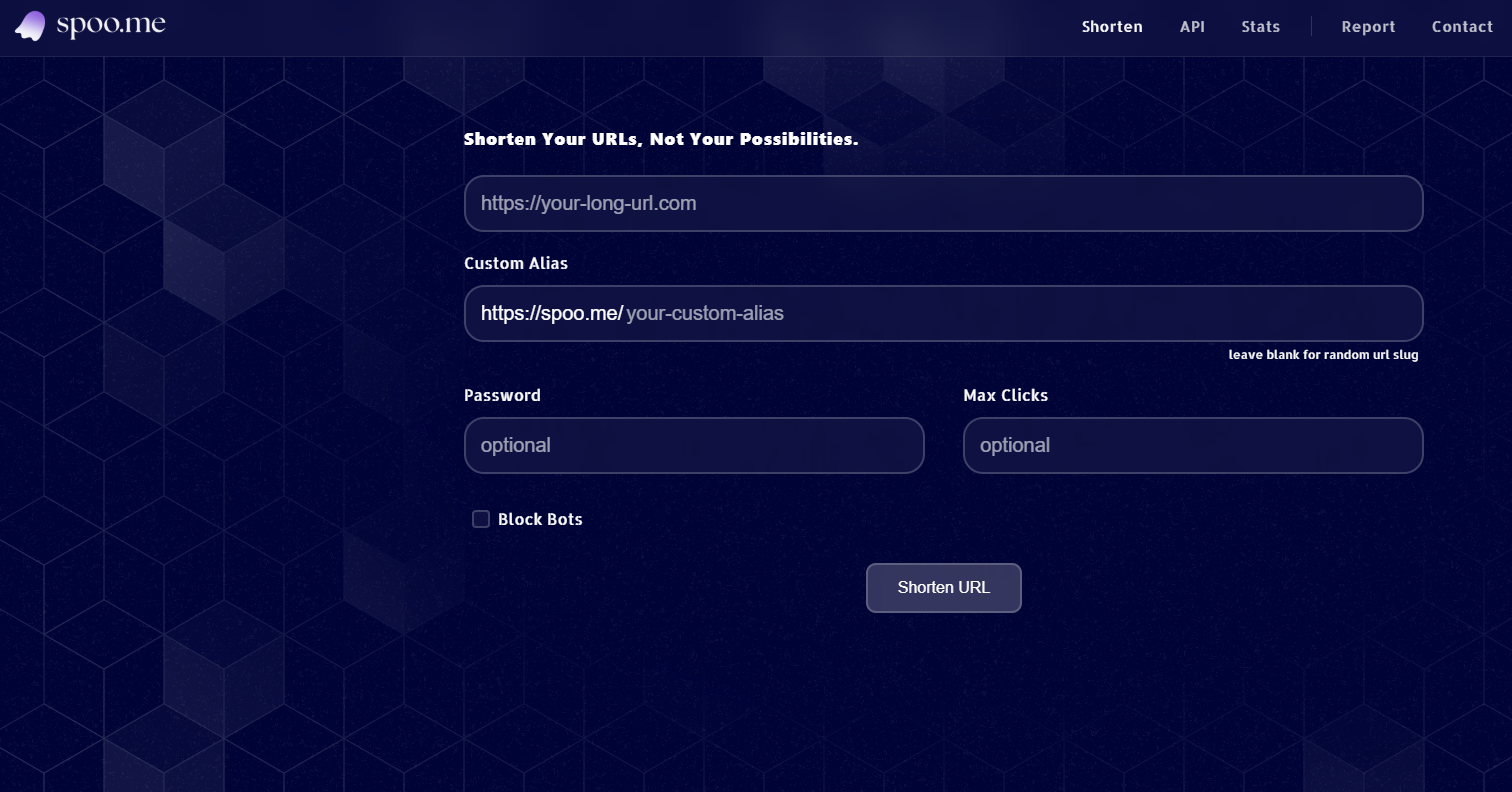 Spoo.me ওয়েবসাইটে