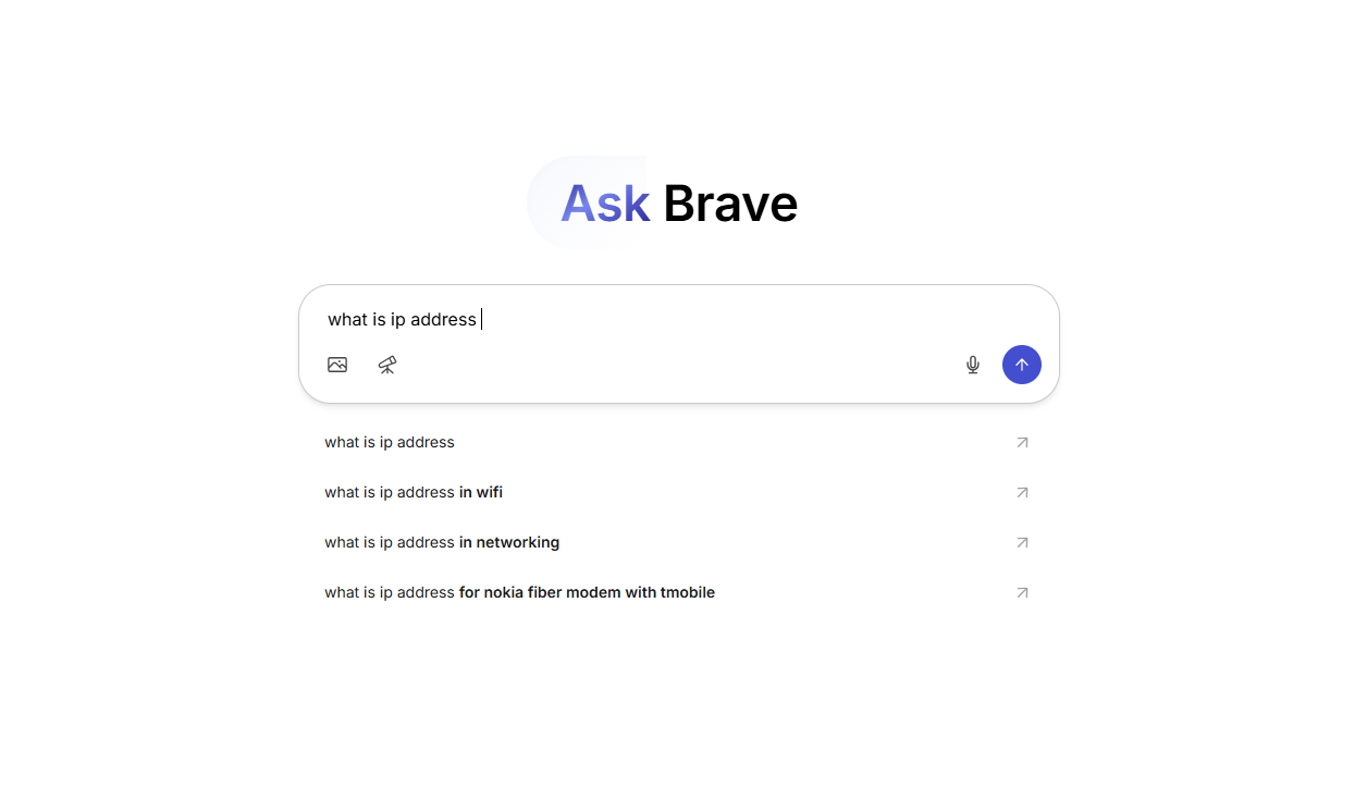 Ask Brave এর Homepage এ গিয়ে Search করা