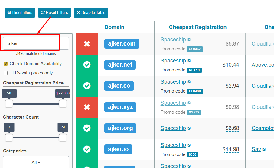Domain Extension Search