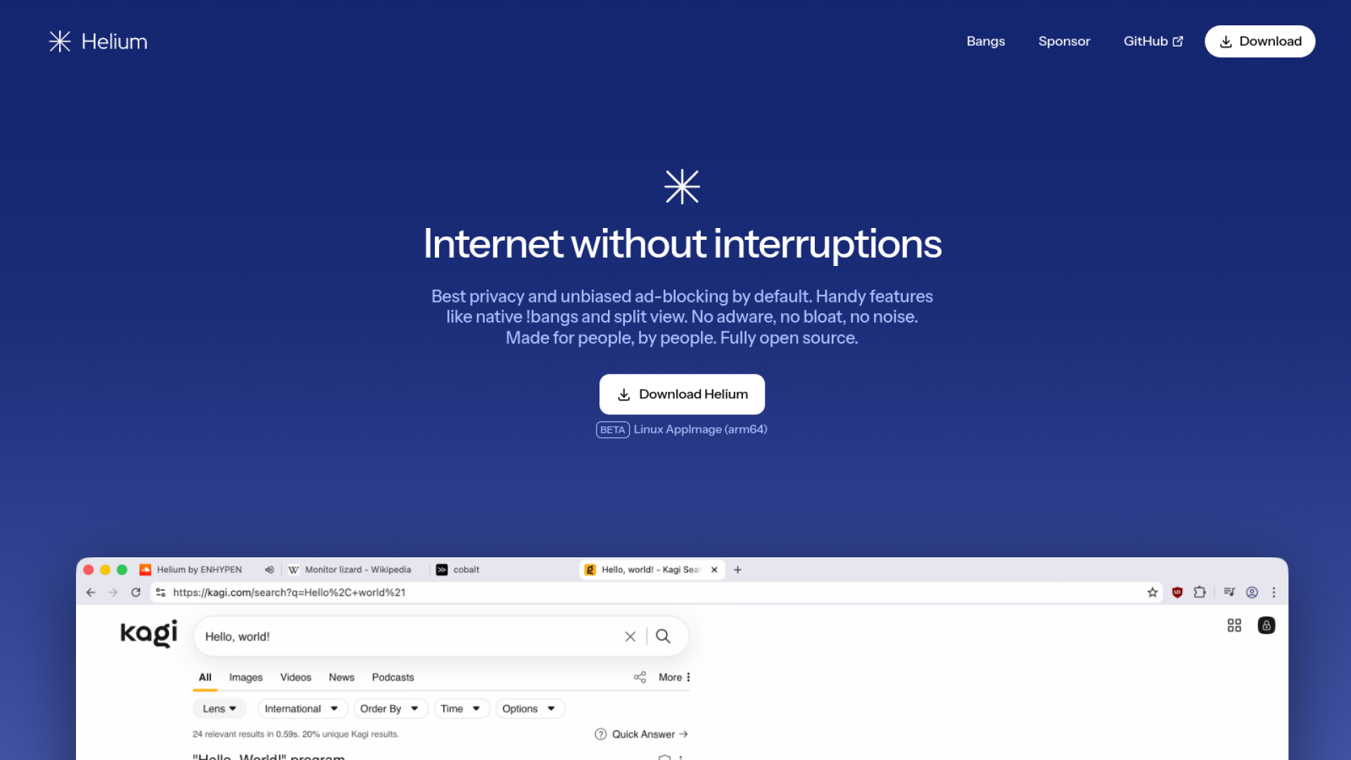 কেন Helium Browser