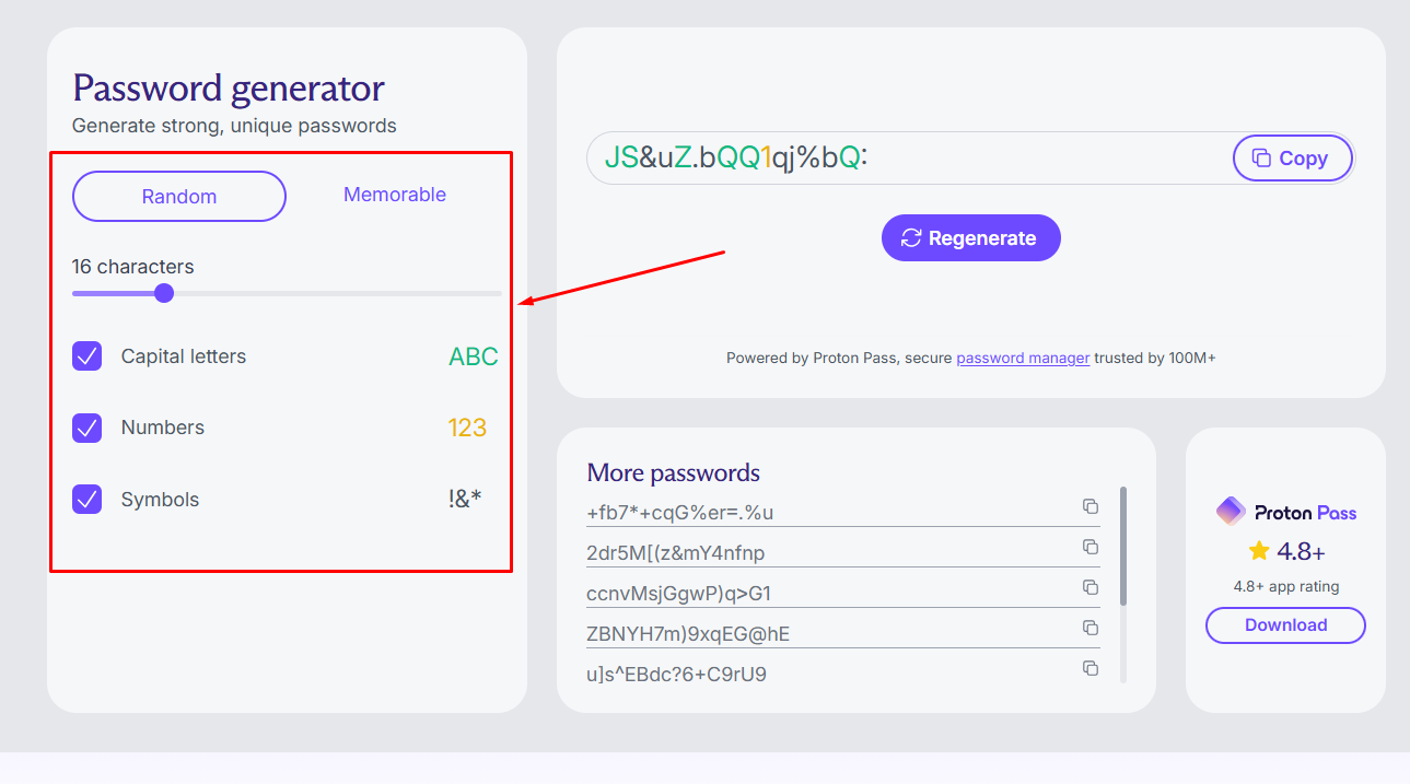 Password Customize করার জন্য Multiple Option
