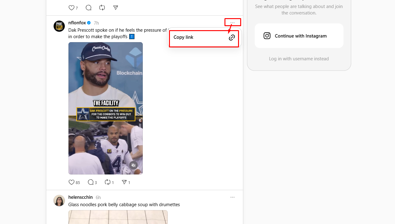 Threads Post এর Link Copy