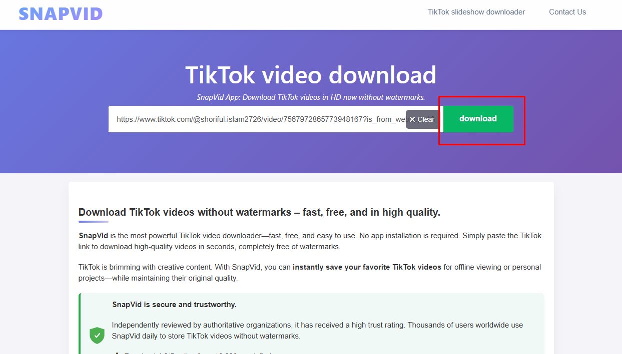 Download Button-এ Click