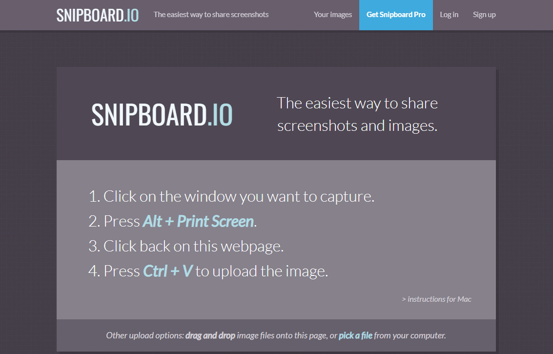 Snipboard.Io ওয়েবসাইটে