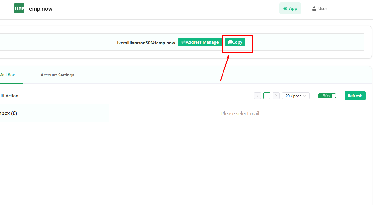 Email Address টি Clipboard এ Copy