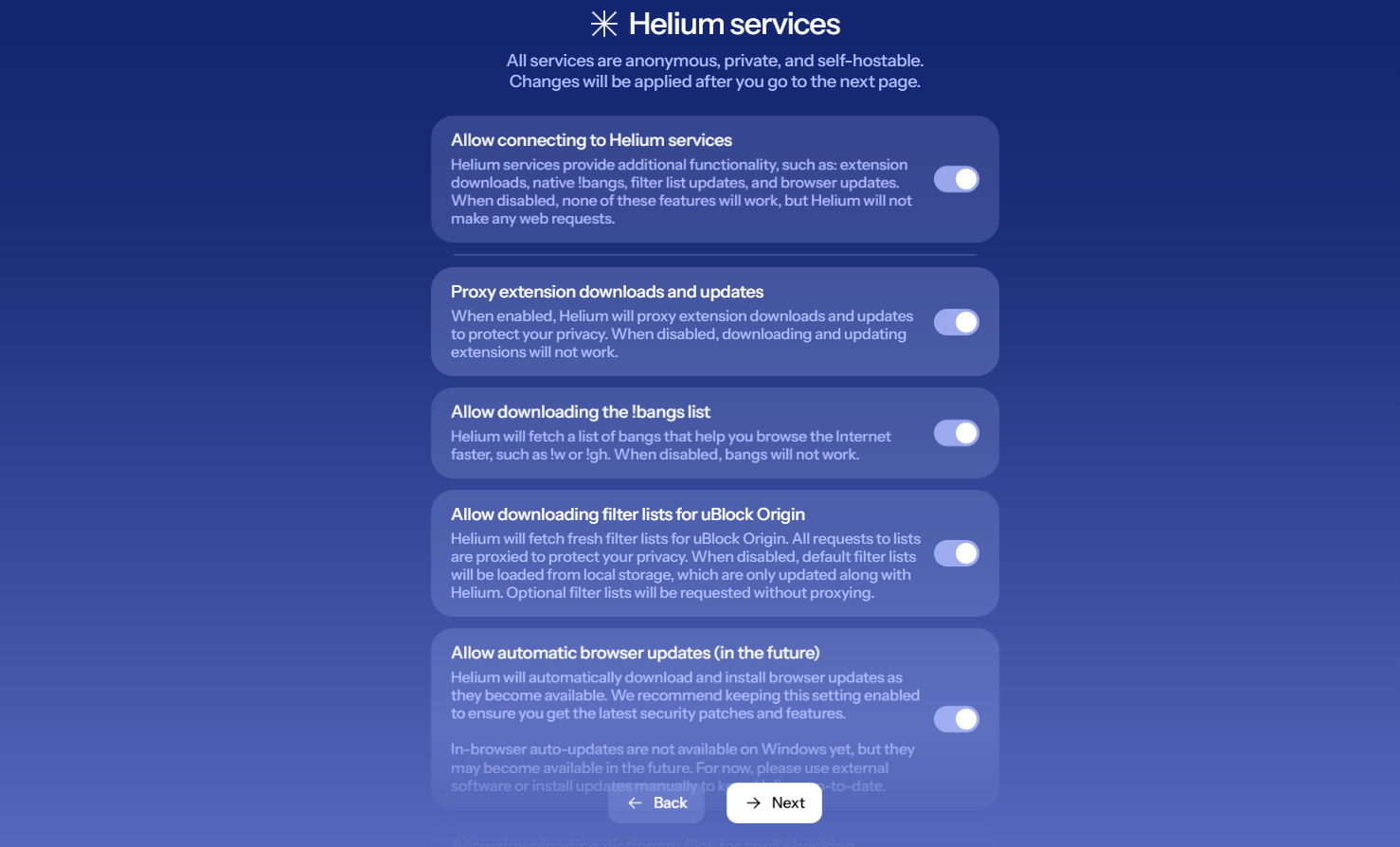 Settings Page
