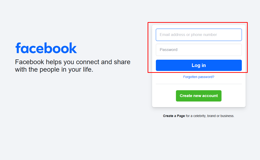 Facebook Account এ Login
