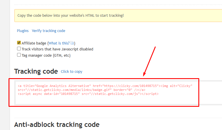Tracking Code
