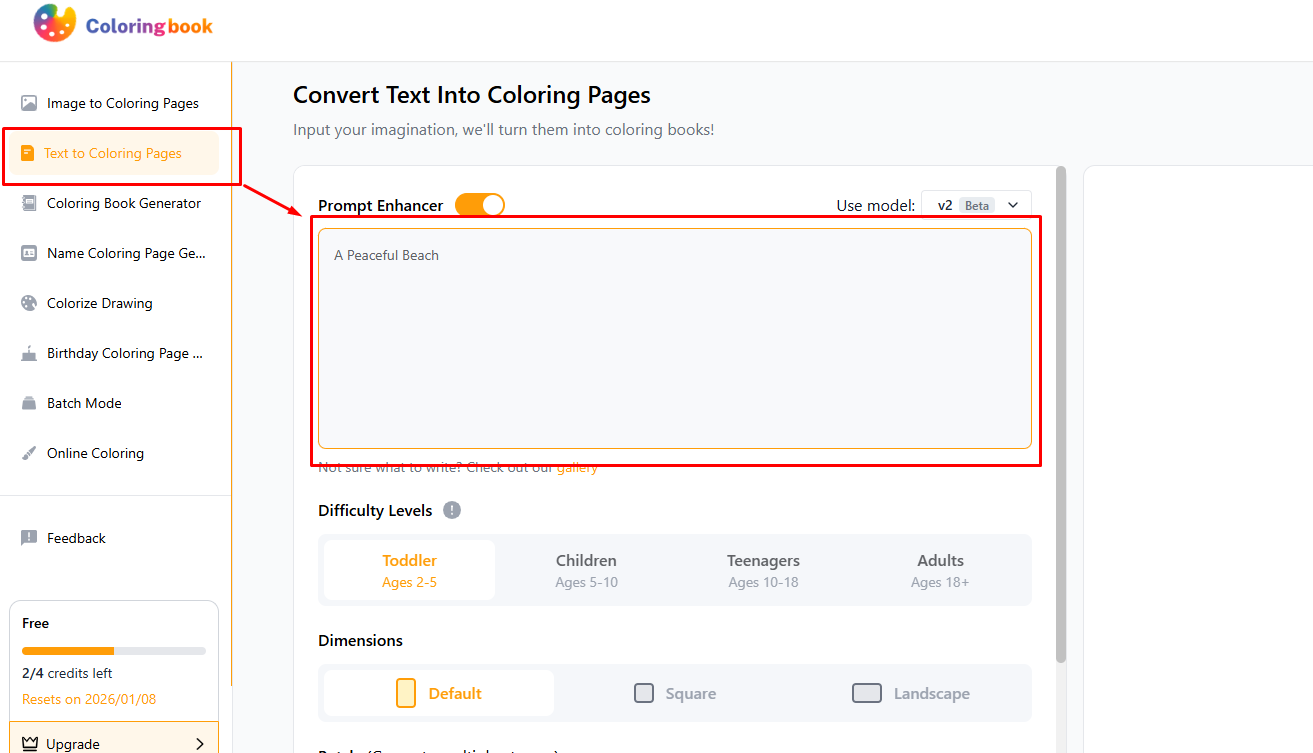 Text to Coloring Pages