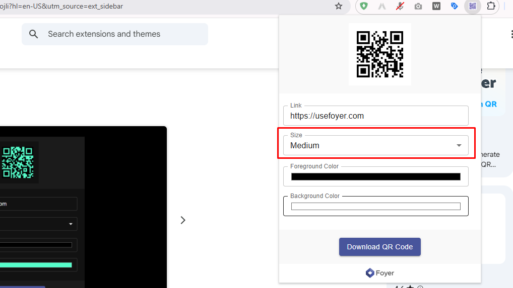 Size সিলেক্ট