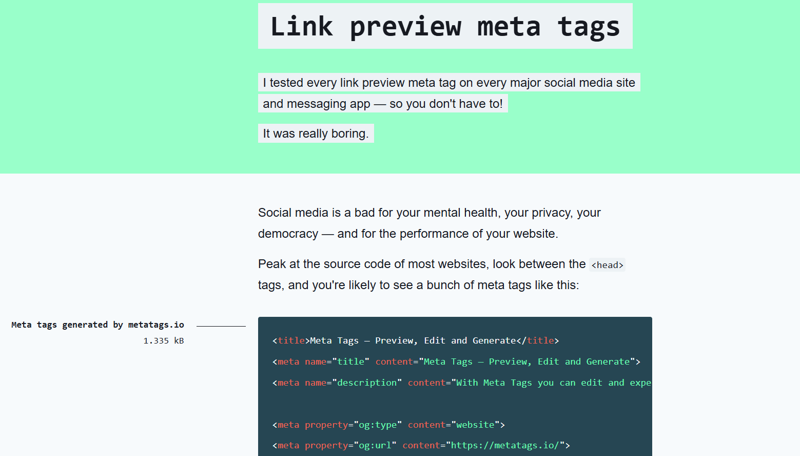 Link Preview Meta Tags