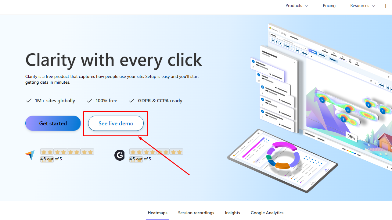 Microsoft Clarity-র Homepage