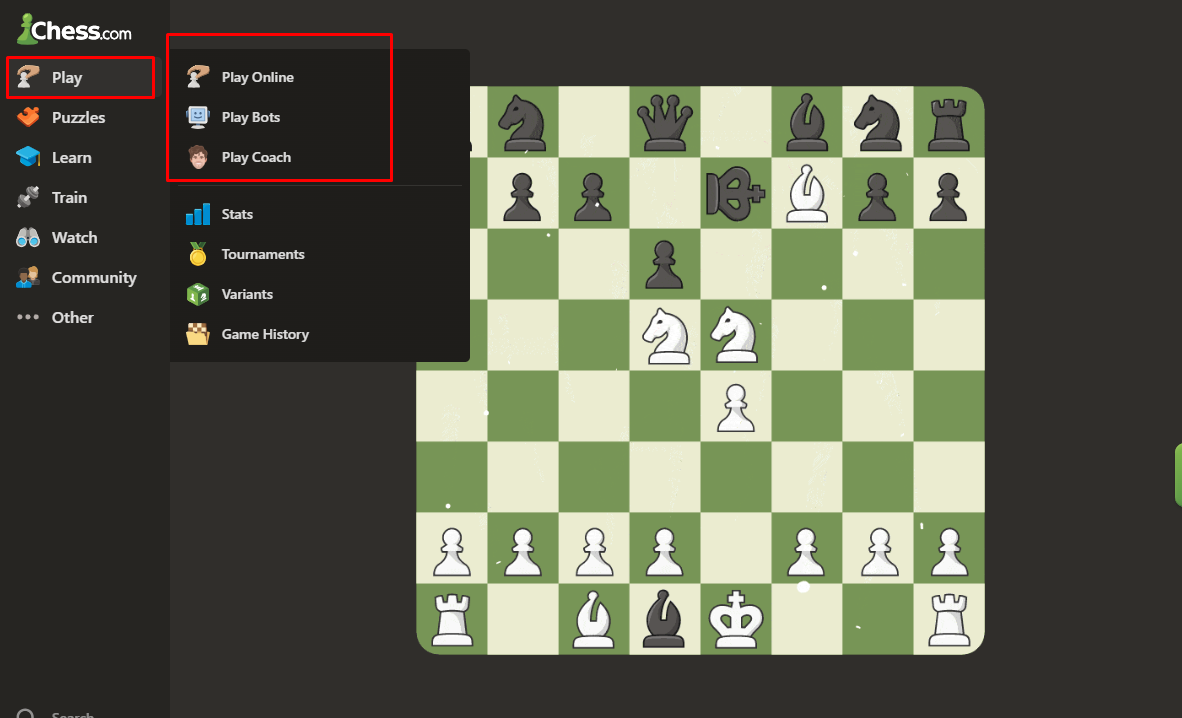 মূল মেনু থেকে প্লে অপশনে