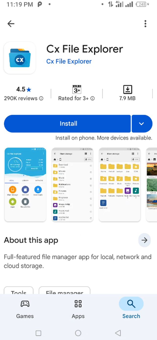 Cx File Explorer অ্যাপটি ইন্সটল