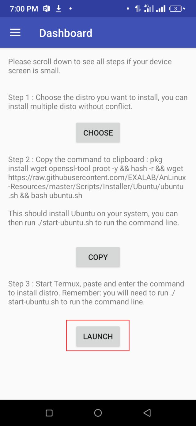 Termux-এর সাহায্যে ডিস্ট্রোটি ইন্সটল
