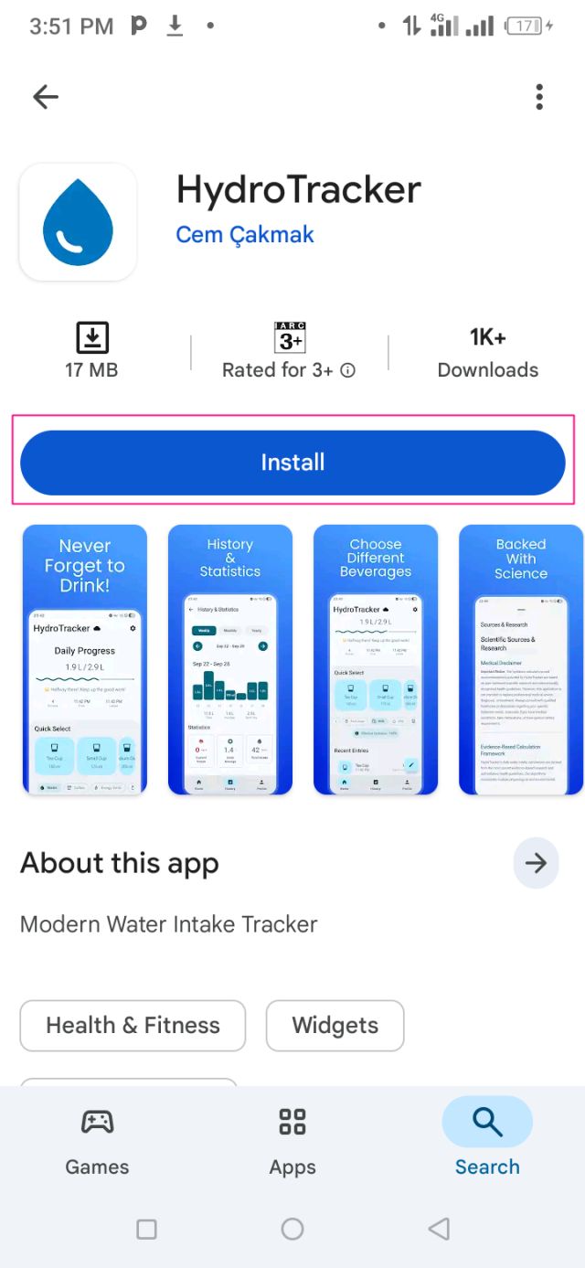HydroTracker অ্যাপটি ডাউনলোড করে ইন্সটল