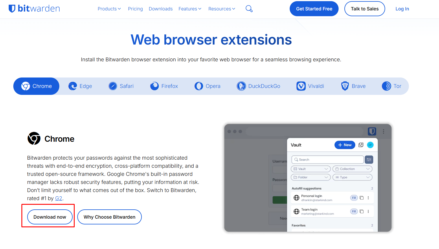 Bitwarden-এর অফিশিয়াল ওয়েবসাইটে