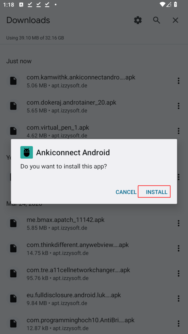 AnkiConnect Android অ্যাপটি ইন্সটল