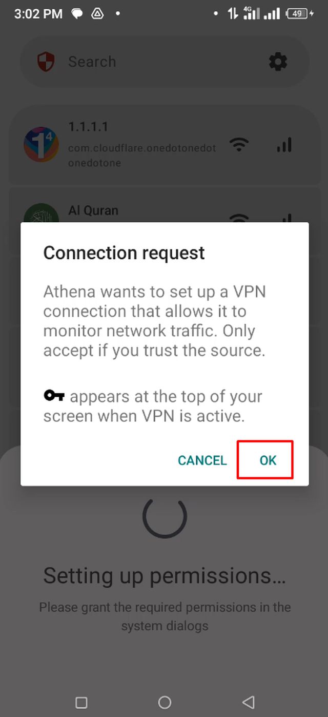 প্রোটেকশন টগল বোতামটি অন