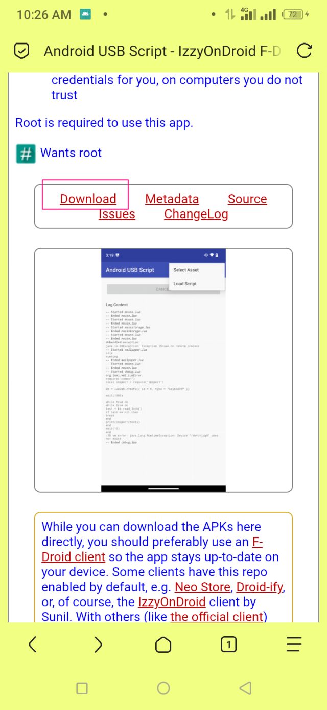 Android USB Script অ্যাপটি ইন্সটল