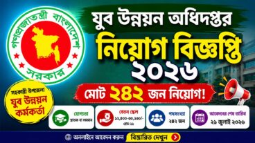 যুব উন্নয়ন অধিদপ্তর নিয়োগ বিজ্ঞপ্তি ২০২৬, শূন্য পদ ২৪২