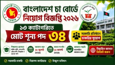 বাংলাদেশ চা বোর্ড নিয়োগ বিজ্ঞপ্তি, শূন্য পদ ৩৪