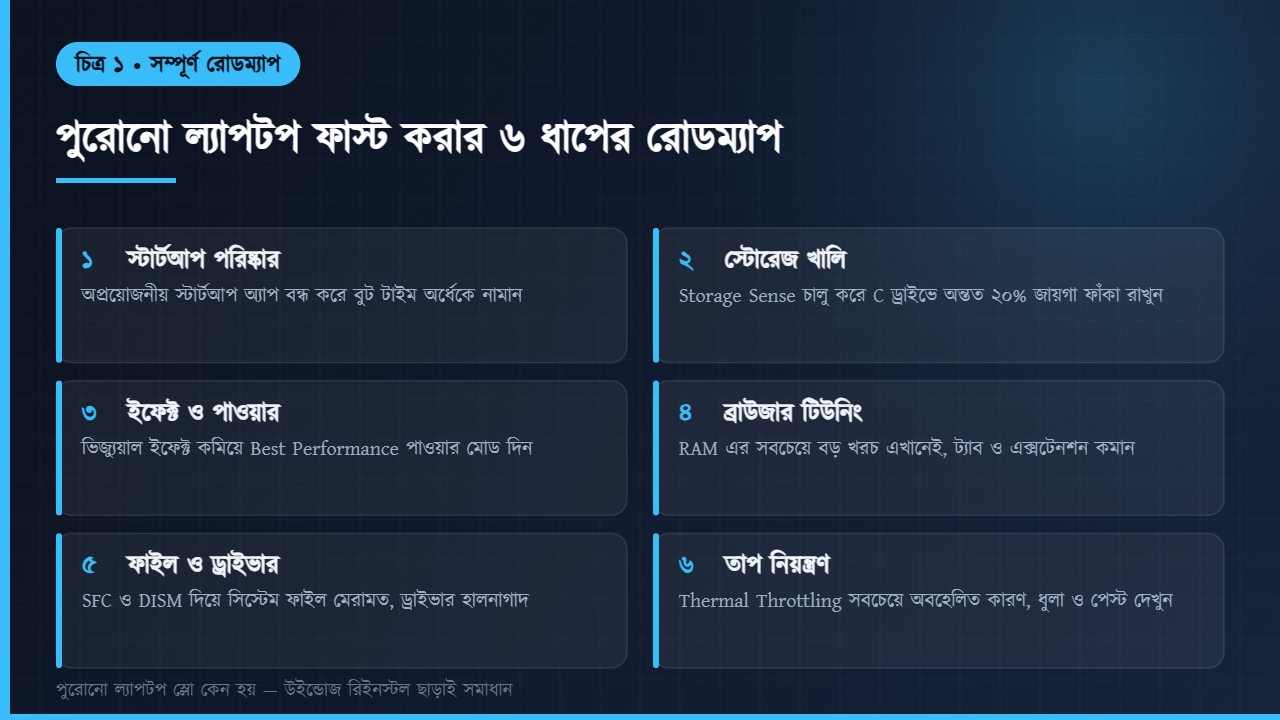 পুরোনো ল্যাপটপ ফাস্ট করার ছয় ধাপের রোডম্যাপ