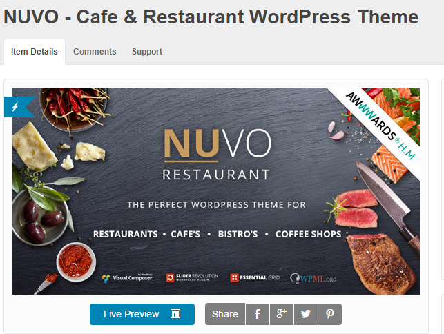 রেস্টুরেন্ট ক্যাফে ও খাবারের দোকান এর জন্য  ওয়ার্ডপ্রেস থিম ফ্রি