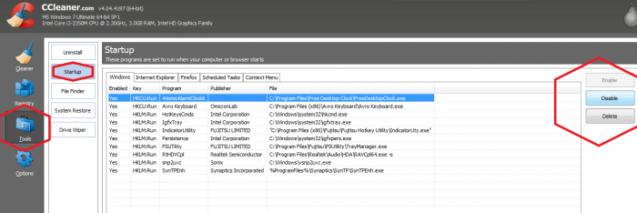 উইন্ডোজ স্টার্ট এ অটো রান করা  প্রোগ্রামগুলো বন্ধ করে দিন Cleaner দিয়ে