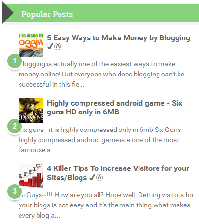 popular post widget for blogger