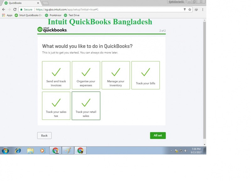 QuickBooks Online company create