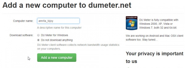add new computer on du meter