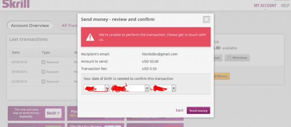 Moneybookers (Skrill) বিষয়ে জরুরি সাহায্য চাই।