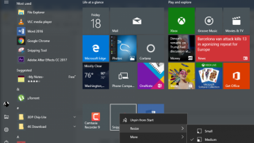 উইন্ডোজ ১০ এর স্টার্ট মেনু হ্যাক করুন আর আপনার পিসিকে সাজিয়ে নিন নতুন রুপে