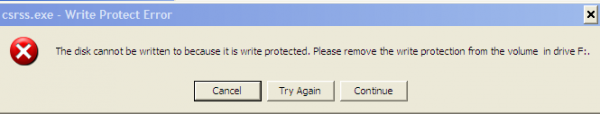 write Protect error সমস্যার  সমাধান চাই ।